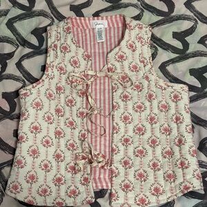 J. Crew Pink and Cream Floral Vest